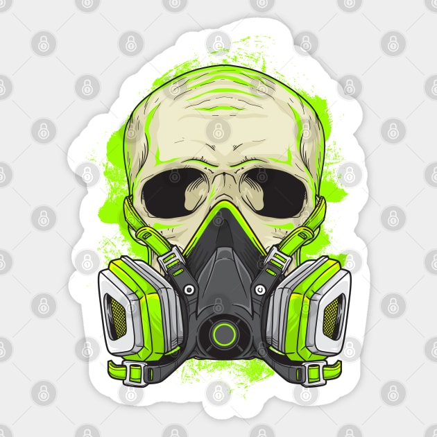 Retro Neon Biohazard Skull Sticker by TeeTowArt